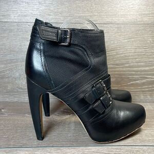 Sam Edelman Kenley Women’s Sz 9M Black Leather 5” Heel Inside Zip Ankle Booties